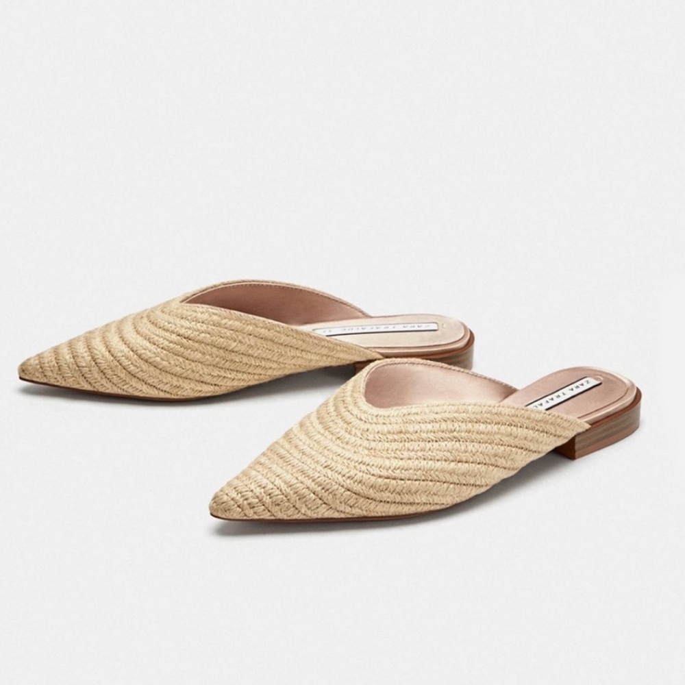 Zara Ecru Braided Mules